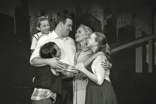George Bailey (Josh Hernandez) with his wife Mary (Sarilda Mayberry) and their three children (left to right, Irelyn Silvestro, Rhyse Silvestro and Gloria Denmark) discover the true meaning of Christmas in this holiday classic “It’s a Wonderful Life: A Live Radio Play” by the Moonlight Players in Clermont opening Friday and playing until Dec. 16. [Lalalu Photography]