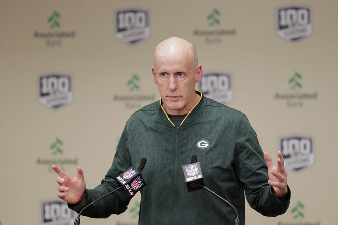 Green Bay Packers interim head coach Joe Philbin speaks during a press conference at Lambeau field in Green Bay, Wis., Monday, Dec. 3, 2018. Philbin will coach his first game with the Packers on Sunday at Lambeau Field. [ADAM WESLEY/THE POST-CRESCENT VIA THE ASSOCIATED PRESS]