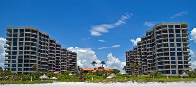 The Water Club, shown in this July 2018 photo, is one of several condo high-rises on Longboat Key. U.S. Census Bureau data from 2017 show the median household income in the island town to be $102,348, up from $87,201 in 2010. Longboat has the highest median age of all municipalities in the Sarasota-Manatee area, at 70.9. [Herald-Tribune staff photo / Thomas Bender]
