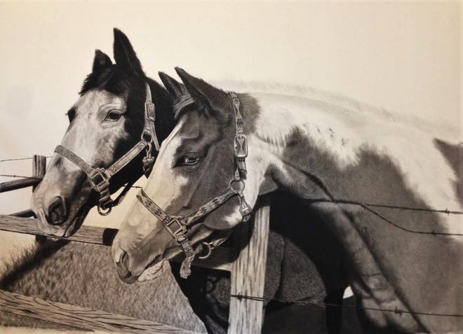Mark Thimesch's charcoal drawings are on display in Pretty Prairie this month. [Courtesy]