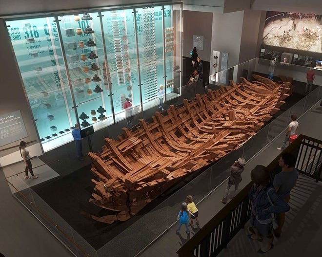 The French ship, La Belle, and its related artifacts are crucial parts of "Becoming Texas," a revamp of the oldest material at the Bullock Texas State History Museum. [Contributed by the Bullock Texas State History Museum]