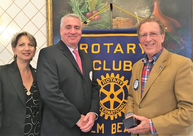 Mary Rogan, Dr. Ofer Shustik, Richard Zaretsky at the recent Rotary Club meeting at The Chesterfield. [Courtesy of Rotary Club]