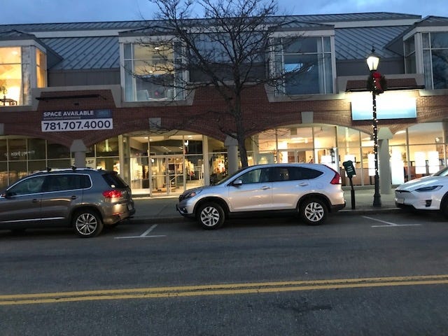 The Wellesley Galleria has retail space on the street level and office space on the second floor that is available for sublease. [Wicked Local staff photo/Cathy Brauner]