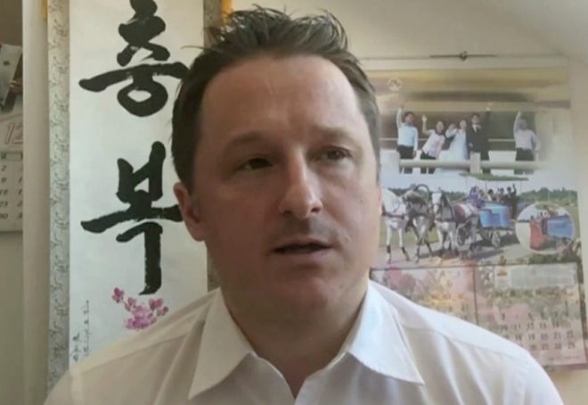 Michael Spavor, director of Paektu Cultural Exchange, is one of the two Canadians arrested by China.  [AP Photo]