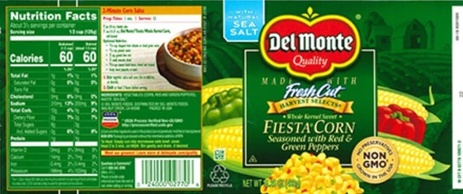 Del Monte is recalling Fiesta Corn that was under processed. [DEL MONTE]