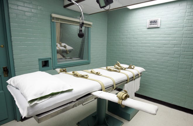 This May 27, 2008 photo shows the gurney in the death chamber in Huntsville, Texas. Three states resumed executions of death row inmates in 2018 after long breaks, but nationwide, executions remained near historic lows this year, according to an annual report on the death penalty released Friday, Dec. 14, 2018. [The Associated Press]