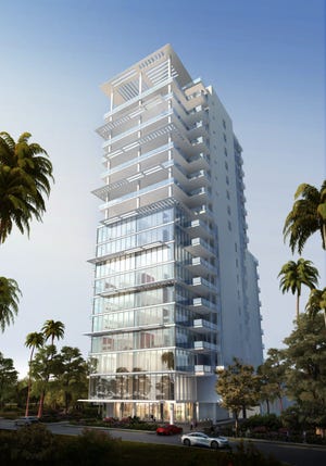 The architects' rendering of the Epoch condominium on Sarasota's bayfront. [Courtesy / Seaward Development]
