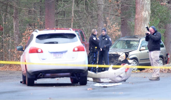 Police are actively investigating a shooting scene at Bay and Allen roads in Easton, Sunday, Dec. 16, 2018. (Marc Vasconcellos / The Enterprise)