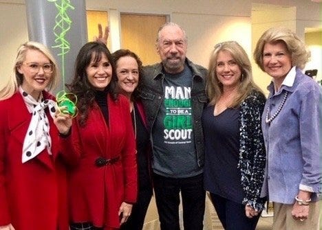 Liz Sikora Seither, Olga Campos Benz, Zarella Rendon, Lolis Garcia-Baab and Pam Hollingsworth salute John Paul DeJoria for becoming the first Man Enough To Be a Girl Scout honor from Girl Scouts Central Texas. [Contributed]