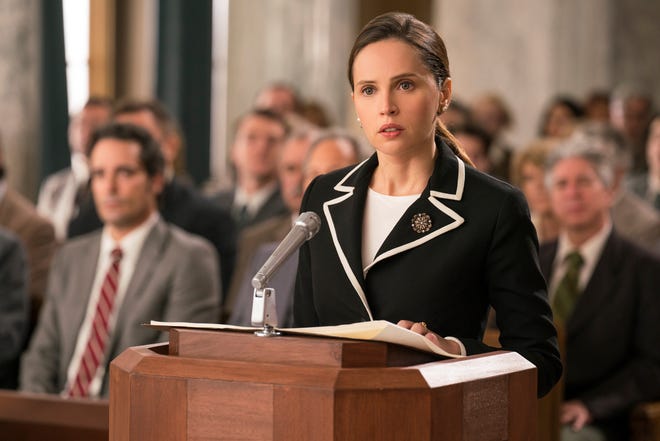 Ruth Ginsburg (Felicity Jones) makes a few points in the courtroom. [Focus Features]