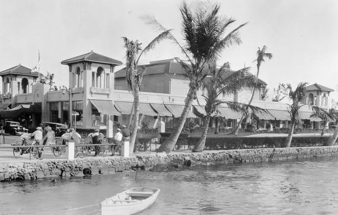 The Fashion Beaux Arts building on North Lake Trail was a retail shopping-and-entertainment destination in Palm Beach after it opened with some 20 fashion-related shops in the 1916-17 winter season. A 225-seat theater was added a year later. [Courtesy Historical Society of Palm Beach County]
