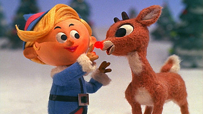 Rudolph’s nose beams in the 1964 classic “Rudolph the Red-Nosed Reindeer.” [CNN via TNS]