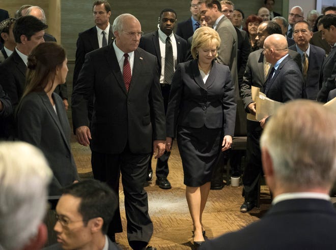 Christian Bale plays Dick Cheney, left, and Amy Adams plays Lynne Cheney in "Vice." The movie suggests George W. Bush’s two-time vice president is not an especially complex figure. [Contributed by Matt Kennedy/Annapurna Pictures via AP]