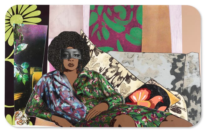 “Afro Goddess Looking Forward” by Mickalene Thomas at the Wexner Center for the Arts