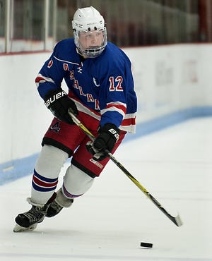 Ashland captain Brian Gazzard, pictured in a game against Brookline last Friday, scored four goals and added two assists in the Clockers' 6-1 win over Dedham on Wednesday. [Daily News and Wicked Local Staff File Photo/Art Illman]