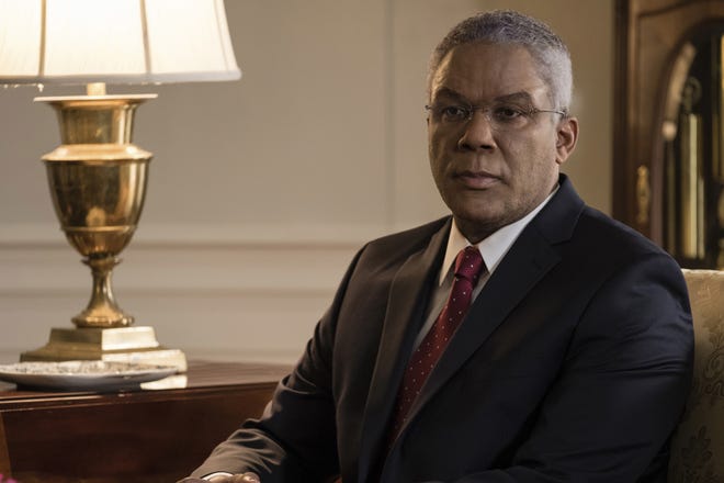 This image released by Annapurna Pictures shows Tyler Perry as Colin Powell in a scene from "Vice." (Matt Kennedy/Annapurna Pictures via AP)