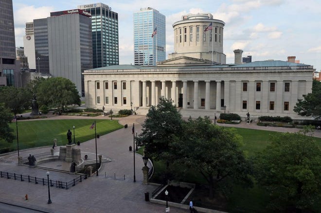 The Ohio Statehouse as photographed from the third floor of the Riffe Tower near High Street in Columbus, Ohio on June 22, 2015. (Columbus Dispatch photo by Brooke LaValley)  good generic statehouse file art