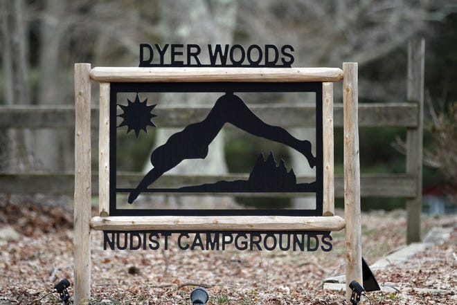 The Dyer Woods Nudist Campground sign on Johnston Road in Foster.

[The Providence Journal/Bob Breidenbach]
