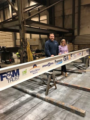 This 20-foot, 620-pound beam is the centerpiece of the Greencastle-Antrim Education Foundation's first New Year's Eve celebration 'Raising the Bar' from 6:30 to 8 p.m. on Dec. 31. PROVIDED PHOTO