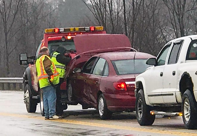 A two vehicle accident briefly snarled traffic on the Dix Expressway on Friday around noon. According to Wooster police officer April Teichmer, who was at the scene, no major injuries were reported. Teichmer said that the driver of a passenger vehicle was northbound on State Route 83 when a white car pulled out in front of the driver causing a collision between the two. "Somebody pulled out in front of her, she struck them, they took off," Teichmer said. "She was checked out by the squad and didn't have any injuries that required her to be transported. The driver of the (other) car left the scene. All we know at this time is that it is a white car."