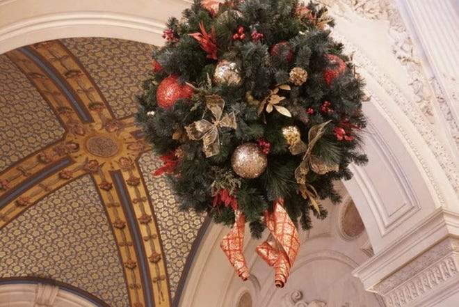 The Breakers mansion decked out for the holidays. [The Providence Journal/Sandor Bodo]