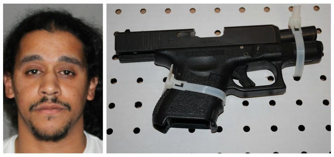 Christopher Barros, 32, of 766 Park St., Stoughton, was arrested in Stoughton and charged with illegally carrying a loaded firearm, illegal possession of a firearm and illegal possession of ammunition, Friday, Dec. 28, 2018. (Stoughton police photo)