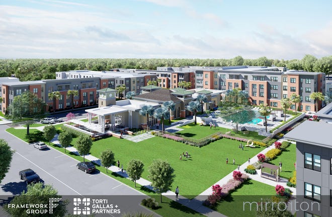 Framework Group, a Tampa-based developer, will break ground in 2019 on a 305-unit rental community in the 14 northeast acres of downtown Lakeland. The plot has been vacant for more than 10 years after the city cleared out the existing neighborhood. [RENDERING PROVIDED]
