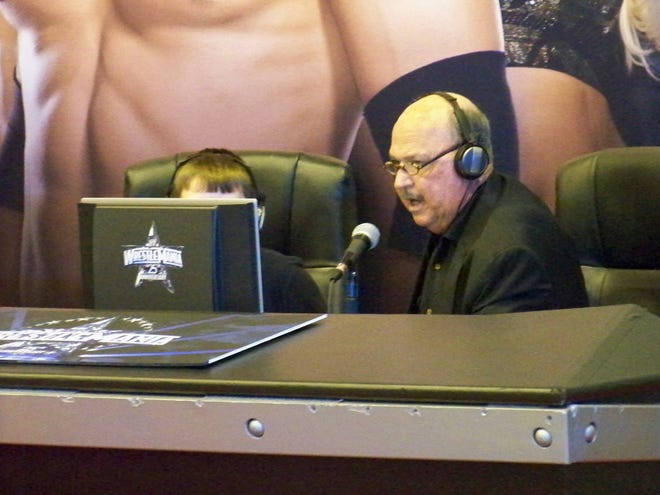 World Wrestling Entertainment announcer "Mean" Gene Okerlund announces a match in 2009. Okerlund, a Sarasota resident, died at age 76. [Photo by Mark Hodgins / Creative Commons Attribution 2.0 creativecommons.org/licenses/by/2.0/deed.en]