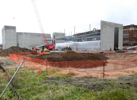 TIMES-REPORTER FILE JIM CUMMINGS

The new high school complex in Dover was starting to take form in this Dec. 3 photo.