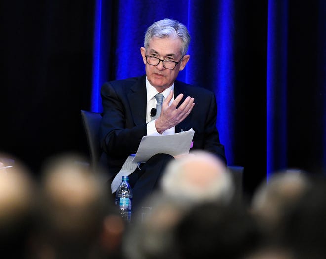 Federal Reserve Chairman Jerome Powell speaks at a conference, Friday, Jan. 4, 2019, in Atlanta. Powell said that he will not resign if asked to do so by President Donald Trump, a message that heartened investors who had been concerned by Trump's repeated attacks on his hand-picked choice to lead the nation's central bank. (AP Photo/Annie Rice)