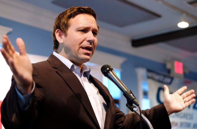 Gov.-elect Ron DeSantis, seen here during a June 2018 campaign stop in Valparaiso, will take the oath of office Tuesday. [Michael Snyder / Northwest Florida Daily News via AP]