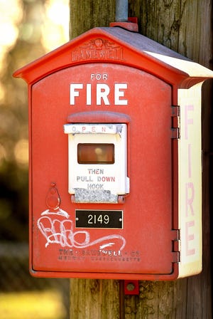 A fire alarm box is in service on Pray St., in Quincy Point, Tuesday, Jan. 1, 2019.Gary Higgins/The Patriot Ledger