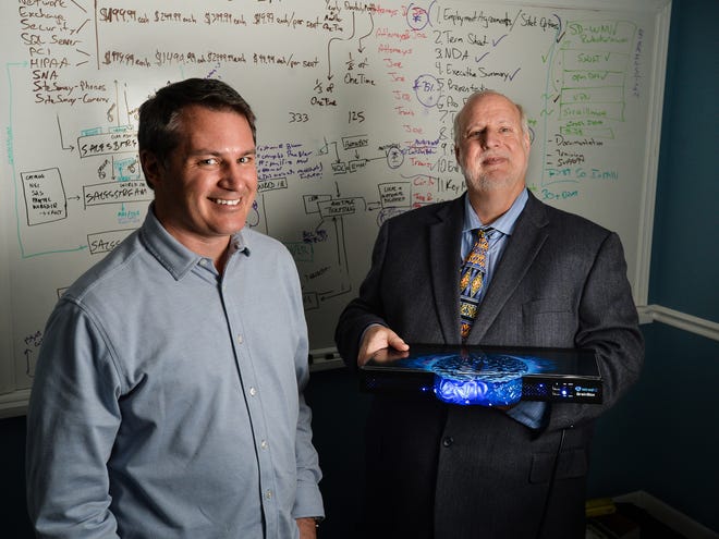 Alex Cruikshank, left, and Joe Rhem at WiredIQ in Sarasota. [Herald-Tribune staff photo / Dan Wagner]