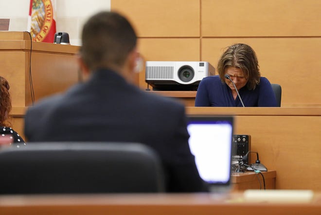 A tearful Tracie Naffziger testified that David Mariotti coerced her into helping hide Bernadine Montgomery’s body in the Ocala National Forest. [Bob Snow/Correspondent]