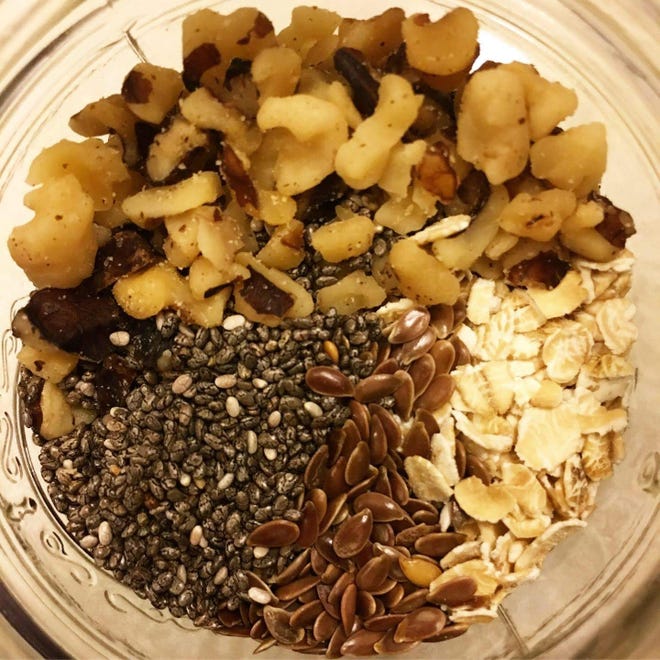 Chia seeds, flaxseeds and oats are key ingredients in overnight oats. [Addie Broyles/American-Statesman]