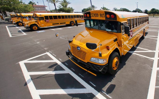 The Polk County School Board this week again discussed eliminating bus service for charter schools and students who live within a two-mile radius of school on a case-by case basis. [PIERRE DUCHARME/THE LEDGER]
