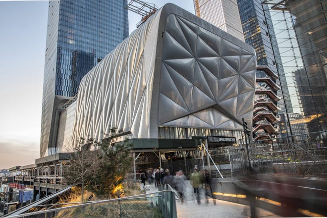 The Shed, being built in the Hudson Yards development, will usher in its inaugural season in April. [Tony Cenicola/New York Times]