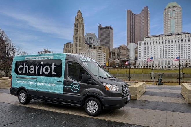 Chariot bus service provided transportation to JP Morgan Chase workers. [Ford]