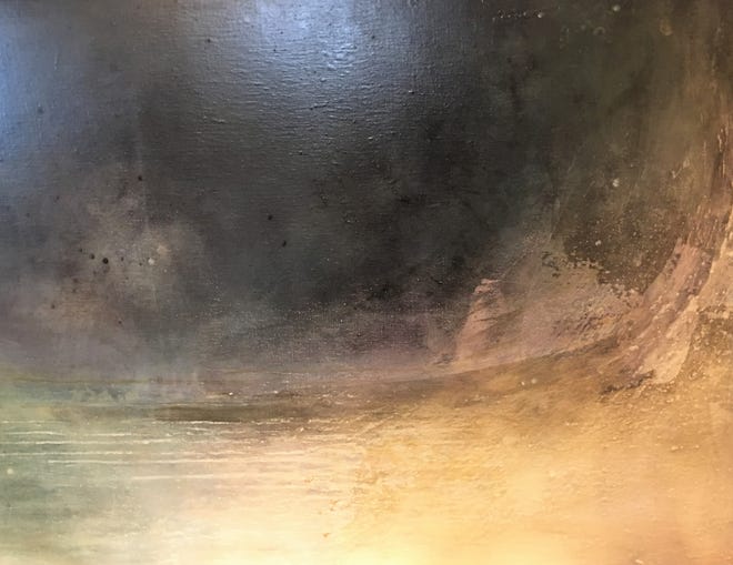 "Ping" by Cynthia Knott, 41" x 76", oil and encaustic on linen.
