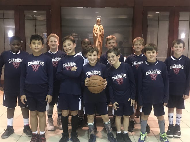 The fifth-grade boys basketball team from St. James was one of several area parochial middle school squads that tipped off the 2019 season with wins. Team members include: Jeremiah Cooper, Patterson Cline, Peter Fallon, Nicholas Meyers, Jadon Muller, Mason O'Neil, Kian Ramsey, Finn Randall, Caleb Rasamee, Seth Scott, Aiden Walsh and Alex Wiggins. [KINDELL O'NEIL]