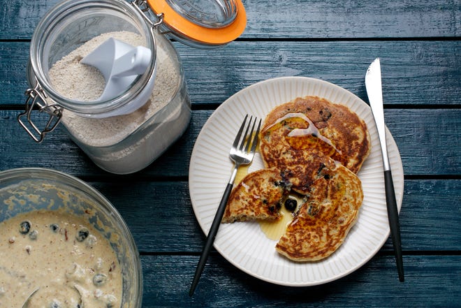 Whole-Wheat Almond Pancakes are a tasty mix of some diverse ingredients. 



(The Washington Post/Deb Lindsey)