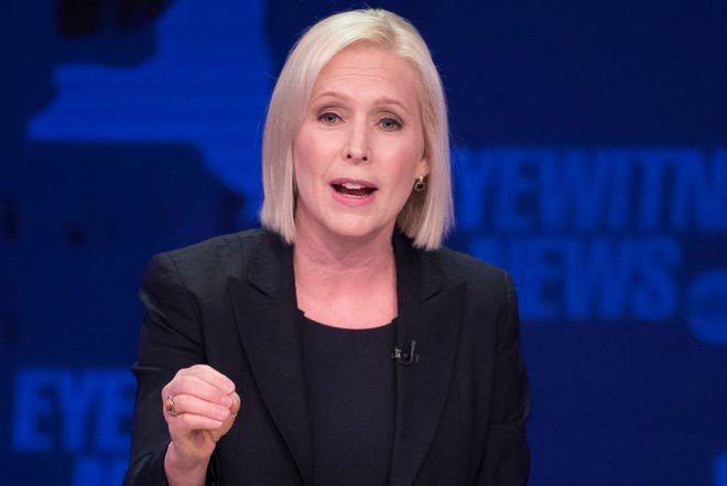 FILE - In this Oct. 25, 2018 file photo, Sen. Kirsten Gillibrand, D-N.Y., speaks during the New York Senate debate hosted by WABC-TV, in New York. Gillibrand is expected to take steps toward launching a presidential campaign in the coming days by forming an exploratory committee, according to several people familiar with her plans. (AP Photo/Mary Altaffer, Pool, File)