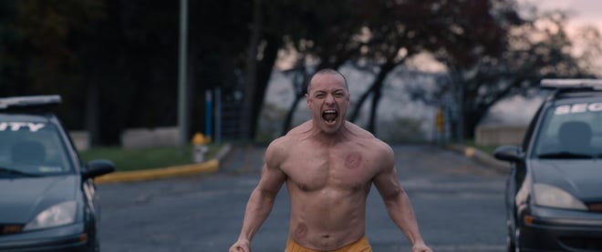 This image released by Universal Pictures shows James McAvoy in a scene from M. Night Shyamalan's "Glass." (Jessica Kourkounis/Universal Pictures