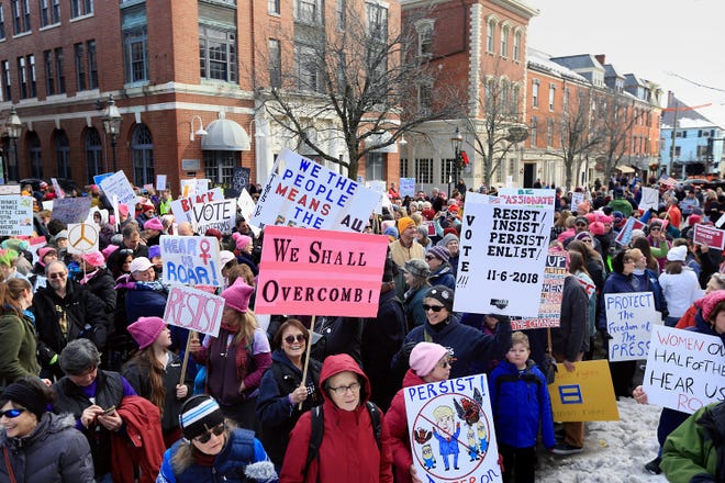 More than a thousand people filled Pleasant Street and Market Square for the Women's March in Portsmouth organized by Occupy Seacoast, Climate Action NH and the Resistance Seacoast in 2018. [Ioanna Raptis/Seacoastonline file]