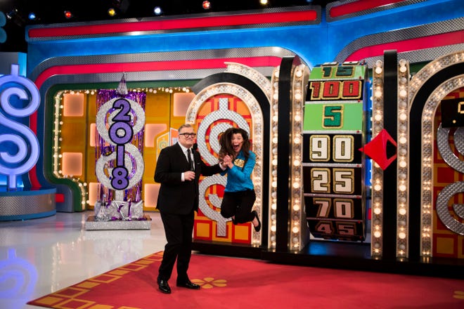 Amie Yaniak of Encino, Calif., reacts to getting one of two spots in the Showcase Showdown during a taping of "The Price is Right." [Contributed by Jenna Schoenefeld/The Washington Post]