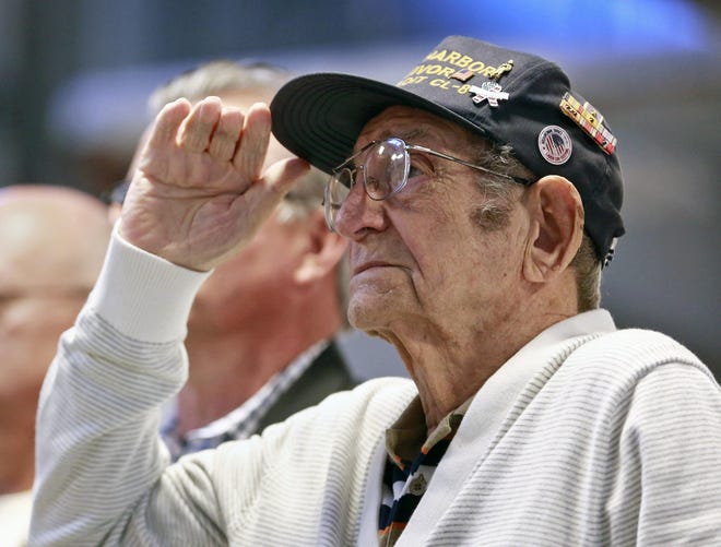 Milton Mapou made two return trips to Pearl Harbor in Hawaii for anniversary remembrances, in 2016 and in December. Until he got sick last month, he had volunteered every Wednesday and Saturday at Motts Military Museum in Groveport. [Barbara J. Perenic/Dispatch]