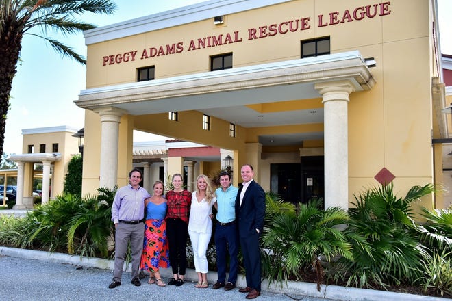 Junior committee members of the Peggy Adams Animal Rescue League are, from left, Turner Benoit, Marissa Lanteri, Judy Van der Grift, chairwoman; Maggi Haigh, Tyler Richey, Fritz Van der Grift, chairman.