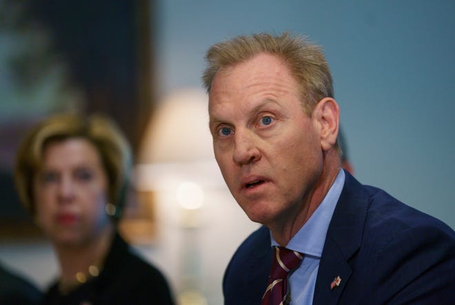 Acting Secretary of Defense Patrick Shanahan speaks at the beginning of a meeting with Japan's Defense Minister Takeshi Iwaya at the Pentagon, Wednesday, Jan. 16, 2019, about U.S. troops killed in an explosion while conducting a routine patrol in Syria. (AP Photo/Carolyn Kaster)