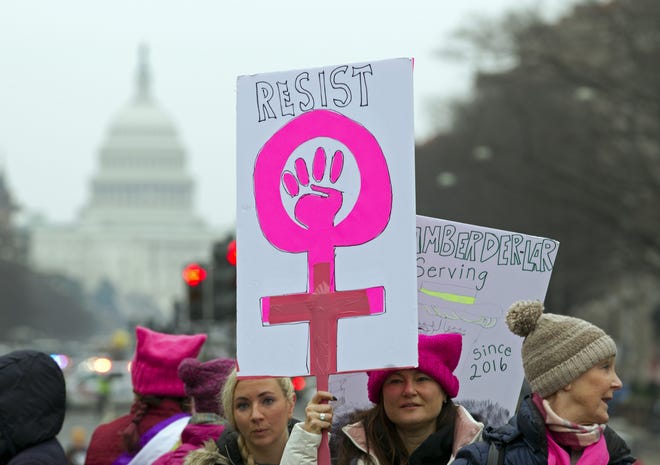 Rally at freedom plaza during the Women's March in Washington on Saturday. (AP Photo/Jose Luis Magana)