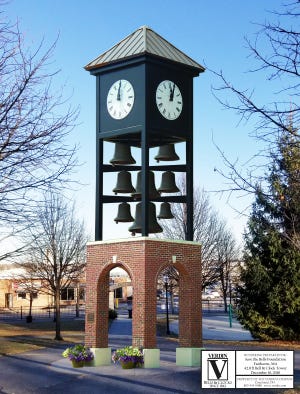 This artist rendering shows the clock tower with the bells from St. Lawrence Martyr Church.

Submitted copy